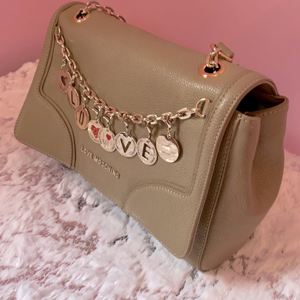 Love Moschino Leather Shoulder Bag with Removable Charms - Picture 2 of 10